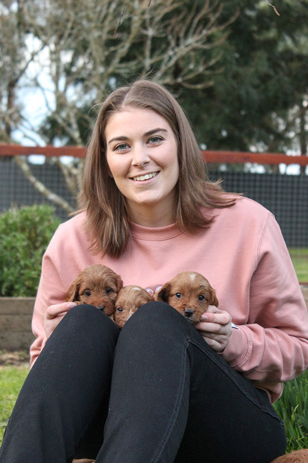 Karina with Willow Pets puppies